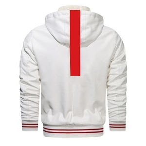 Veste en cuir élégante personnalisée pour hommes, veste en cuir à capuche de haute qualité pour moto, veste décontractée tendance à fermeture éclair pour hommes, séchage rapide - Product Image 4