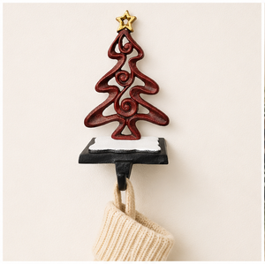Heavy Duty Cast Iron Christmas Tree <b>Stocking</b> <b>Holder</b> For Mantel Weighted Decorative Metal <b>Stocking</b> Hanger With Hand-Painted Red - Product Image 2
