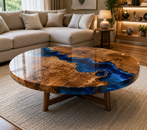 Modern Round Wood Epoxy <b>Coffee</b> <b>Table</b> Live Edge Acacia <b>Walnut</b> Design Indoor Living Room Furniture Decor Durable - Product Image 3