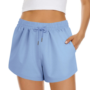 2026 Summer New Breathable Sweat Women's Shorts Pockets Custom Logo Solid Color Casual Lounge Workout <b>Pants</b> 100% Cotton Elastic - Product Image 1