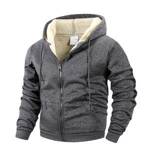 Veste personnalisée doublée en sherpa pour homme, épaisse, en polaire, à fermeture éclair intégrale, sweat à capuche chaud, manteau lourd, vente en gros - Product Image 5