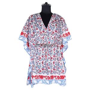 Robe de soirée africaine pour femmes, robes ethniques, robes courtes kaftan pour femmes KFCS199, meilleure fabrication de robes pour femmes avec impression à la main - Product Image 4