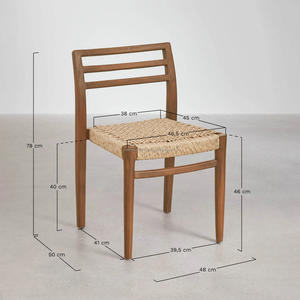 Chaise de salle à manger contemporaine moderne en bois massif siège en bois confortable cadre en tube métallique maison extérieur jardin appartement atelier - Product Image 6