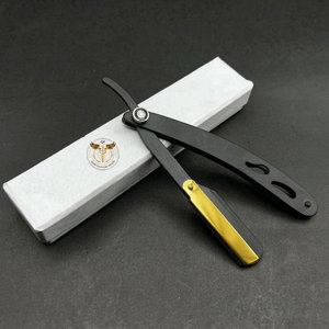 StainlessSteel <b>Single</b> <b>Blade</b> Barber <b>Razor</b> Professional Folding Straight Shaving <b>Razor</b> with Replaceable <b>Blade</b> Durable Metal Handle - Product Image 2
