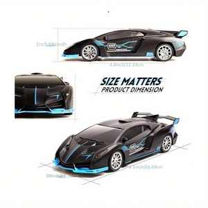 Voiture télécommandée Ric, design en plastique noir et bleu, jouet alimenté par batterie pour garçons et filles, cadeau d'anniversaire et de Noël - Product Image 3