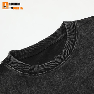 Camiseta de algodón suelto de 250 GSM, negra, personalizada, estilo streetwear, oversize, de alto gramaje, corta, vintage, con lavado ácido para hombre - Product Image 5