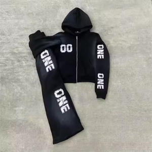 Logo brodé personnalisé pour survêtements homme, streetwear unisexe, tissu polaire lourd de haute qualité pour sweats. - Product Image 3