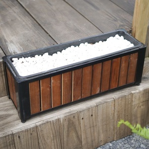 Maceta Rectangular Moderna de Madera con Marco de Acero Recubierto de Polvo-Pot Extraíble de PP, Caja de Macetas, Marrón, Hogar y Jardín - Product Image 3