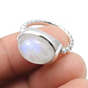 Handmade 925 Sterling Silver <b>Smart</b> <b>Ring</b> Comes With Oval Shaped Natural Rainbow Moonstone Gemstone Bezel Set Bohemian <b>Ring</b> - Product Image 2