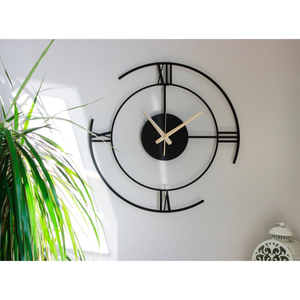 Modern Minimalist Metal Wall <b>Clock</b> Silent Large Geometric Roman Numeral Wall Art For Luxury Home Living Room Office Decoration - Product Image 1