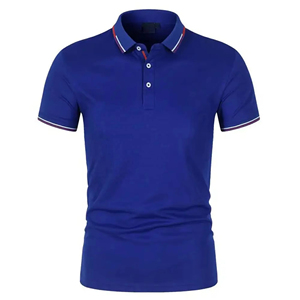 2026 Trendy Men's <b>Blue</b> Short Sleeve Cotton Pique <b>Polo</b> <b>Shirt</b> Casual Solid Color Breathable Knitted Design - Product Image 6