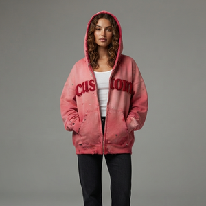 Sudadera con Capucha para Mujer, de Alta Calidad, con Lavado Ácido, Logotipo Bordado Personalizado, Color Sólido, Invierno, 100% Algodón, Superventas OEM - Product Image 4