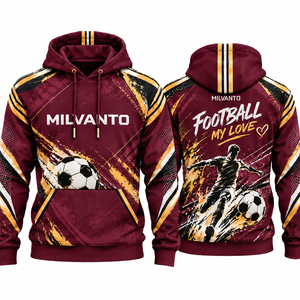 <b>Burgundy</b> Custom <b>Men</b>’s Soccer <b>Hoodie</b> 320 GSM 100% Polyester Breathable Fabric Premium Football Training <b>Hoodie</b> For Players - Product Image 1