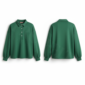 Camisas Polo Personalizadas a la Moda, de Manga Larga, Casuales, Cómodas, con Cuello de Botones, Tela Suave, Estilo Holgado - Product Image 2