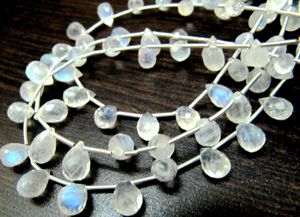 Natural White <b>Drop</b> Shape Moonstone Beads 6x8mm & 8x10mm 8 Inches Strand for Jewelry Making - Product Image 5