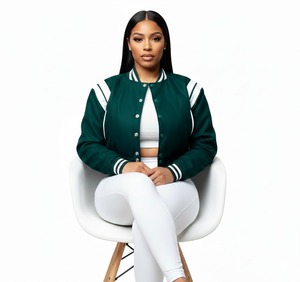 เสื้อแจ็คเก็ตวาร์ซิตี้สีเขียว กันลม ติดกระดุม ทรงปกติ สไตล์พรีปปี้ ผลิตจากโพลีเอสเตอร์/คอตตอน เหมาะสำหรับใส่ในฤดูใบไม้ร่วง - Product Image 4