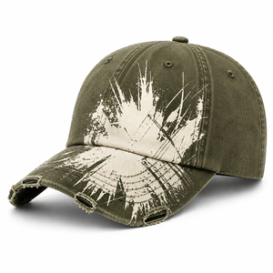 Custom Screen Printed Distressed Baseball Cap | Vintage Washed Cotton Adjustable Dad Hat | OEM & ODM Fashion Sports Cap - Product Image 1