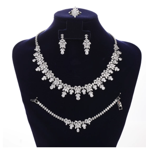 Orelia Luxe Luxury Trendy <b>Bridal</b> <b>Jewelry</b> <b>Set</b> Necklace Earring Ring Bracelet Collection Moissanite 18K Gold Plated Wedding Party - Product Image 1