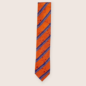 Corbata de seda Benon con estampado Paisley naranja |   Corbata de Diseño a Rayas de Lujo para Hombre, Accesorio de Moda para Eventos Formales, Negocios, Bodas y Fiestas - Product Image 3