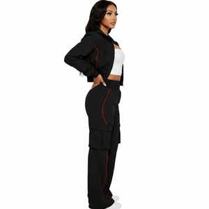 ชุดวอร์มกันลมแบบมีฮู้ดสำหรับทุกเพศ ขายส่ง เป็นมิตรกับสิ่งแวดล้อม ชุดออกกำลังกายแบบสั่งทำ 2 ชิ้น สีตัดกัน สำหรับฤดูใบไม้ร่วง - Product Image 3