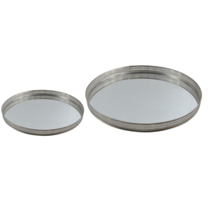 Ensemble de 2 plateaux de service avec finition argentée, prix de gros, idéal pour la décoration de la maison et des hôtels, plateaux de service et décoratifs - Product Image 4
