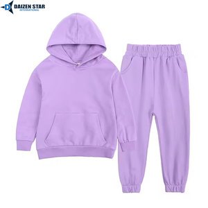 Girls Pink Hooded Tracksuit Full Sleeve Casual Sweatshirt Pants Set Solid Color Breathable Cotton Autumn Wear - Product Image 4
