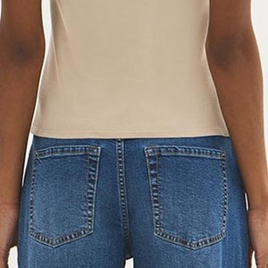 Camiseta sin mangas corta de algodón blanca con cuello redondo para mujer, estilo holgado, ideal para yoga, deporte y fitness, diseño personalizado de verano. - Product Image 6