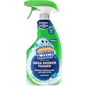 Spray detergente schiumogeno Mega 32oz Rainshower Scent per bagno e doccia, rimuove calcare e resina di sapone - Product Image 1