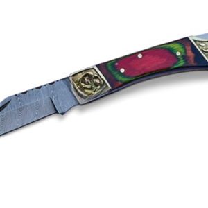 Couteaux pliants multifonctionnels avec lame à motifs, manche détaillé et étui de rangement en cuir pour le camping, la chasse et la randonnée - Product Image 4