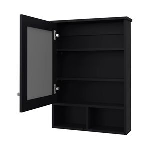 Armadietto da Bagno Nero con Anta e Specchio Incluso - Product Image 4
