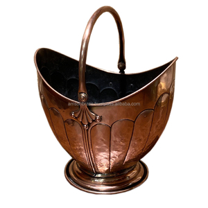 Cubos de metal únicos Cubos de carbón tradicionales hechos a mano Acabado oxidado de bronce Mango de latón Scuttle de carbón - Product Image 6