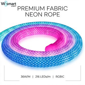Ruban lumineux néon RGBIC en silicone tissé 360° °   Tube Réticulé Rond IP67 Couleurs Rêveuses pour Événements et Architecture OEM - Product Image 1
