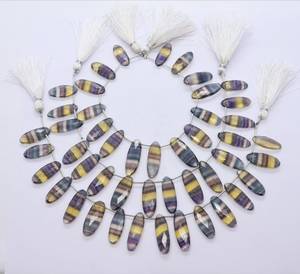 Perles de fluorite naturelle facettées de forme fantaisie, 9 pouces, perles de fluorite ovales multicolores, perles de fluorite pour la création de bijoux - Product Image 1