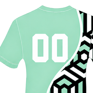Mint Green <b>Black</b> <b>White</b> Geometric Rugby Jersey Short Sleeve Crew Neck Custom Breathable Training Athletic Team Sportswear - Product Image 4