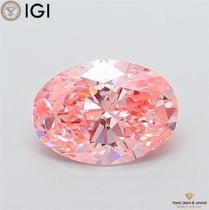 Diamant de 2,00 carats avec certificat IGI, couleur rose vif fantaisie, clarté VVS2, diamant de laboratoire cultivé en CVD, taille ovale, pour bague de fiançailles - Product Image 1