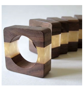 White <b>Epoxy</b> Resin & Wood Napkin Ring Holder Deluxe Quality Dining <b>Table</b> Decor Napkin Ring At Wholesale Price - Product Image 4