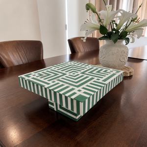 Présentoir à gâteaux et desserts en os incrusté motif feuille, plateau de service pour cupcakes et chocolats, idéal pour boulangerie, mariage et décoration de fête - Product Image 5