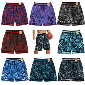 Pantalones Cortos de Baloncesto Tejidos Estampados para Hombre, Transpirables, de Secado Rápido, con Cordón Ajustable, Cintura Media, para Gimnasio, Correr y Uso Casual - Product Image 3