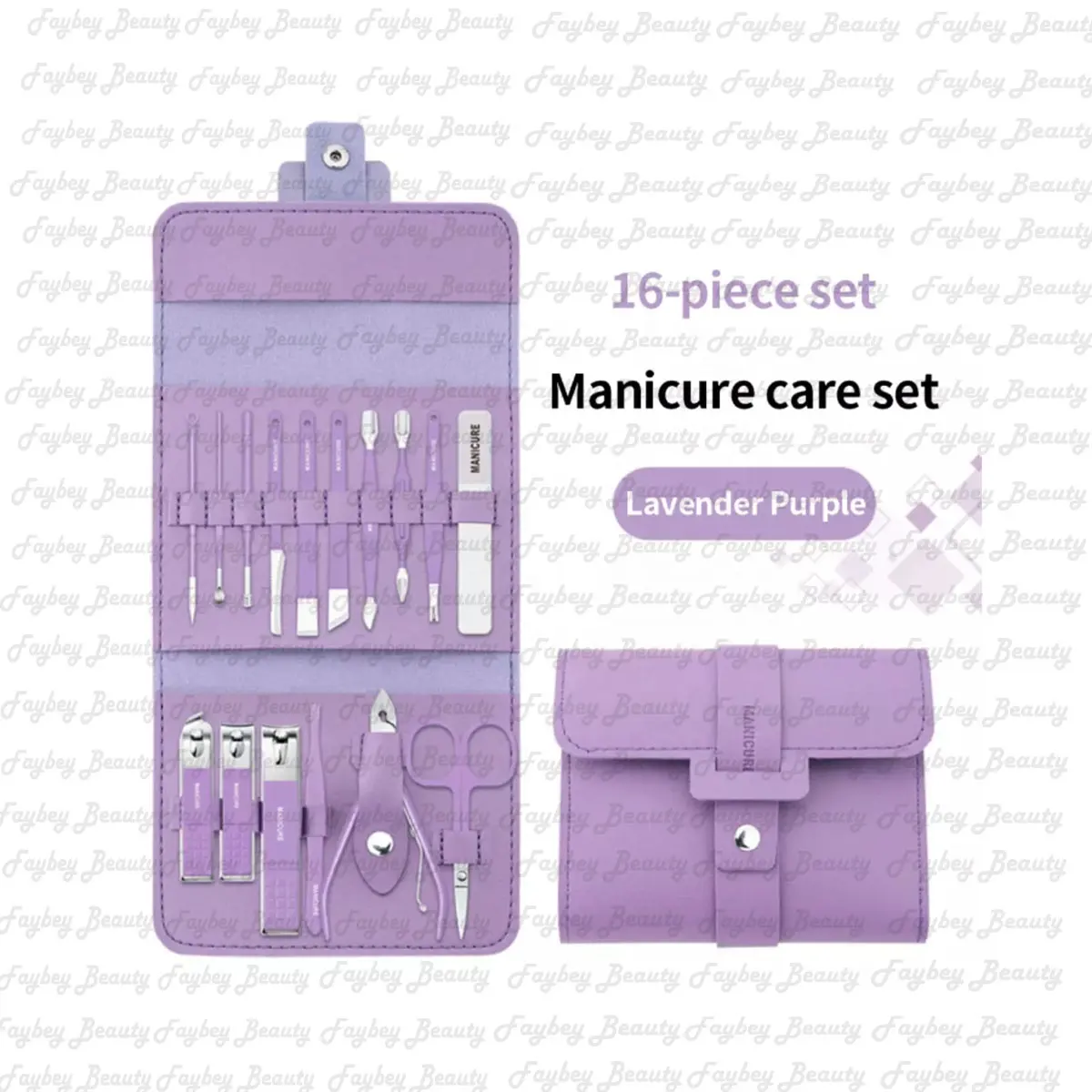 Kit de coupe-ongles 16 en 1 avec étui, ensemble de soins des ongles, ciseaux de pédicure, pince à épiler, couteau, choix d'oreilles, outil de manucure utilitaire