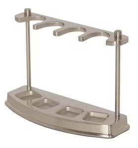 F&S EXPORT Porte-brosse à dents en laiton poli nickelé, fait main, moderne, écologique, deux pièces, multi-formes, pour comptoir de salle de bain - Product Image 2