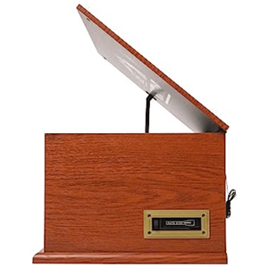 Radio domestique Victor State 7-en-1 avec tourne-disque 3 vitesses et double haut-parleur, finition bois acajou, modèle D0100XFM38X - Product Image 6