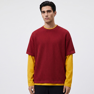 Men's Oversized Waffle Knit T-Shirt Long Sleeve Double Layer Waffle Tee Shirts Men Windproof Double Layer Waffle <b>TShirt</b> Mens - Product Image 1