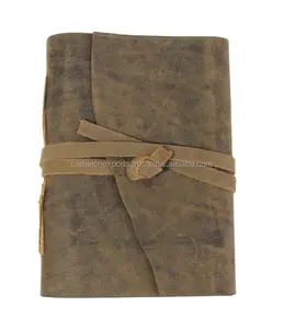 High Quality Antique Looking Light Brown Color Handmade Recycled Cotton Paper Buffalo Leather Journal