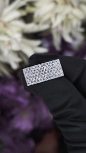 6-Row Wide <b>Thick</b> Sterling Silver Hip Hop Style Cluster <b>Ring</b> with Pave Setting Rhodium Plated Unisex Wedding & Anniversary <b>Ring</b> - Product Image 2