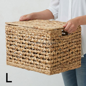 Ensemble de 2 paniers de rangement avec couvercle et poignée | Rangement naturel multi-usages pour salon et chambre à coucher - Product Image 4