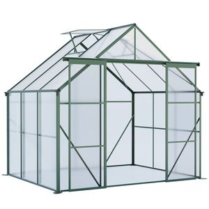Serra in Policarbonato 8x6FT con Doppia Porta, Struttura Robusta in Alluminio, Base Rialzata per Giardinaggio Esterno - Product Image 6