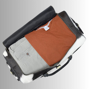 Bolsa de viaje de cuero con pelo de vaca, estilo vintage, de gran capacidad, para hombre, LHTB-0006 - Product Image 2