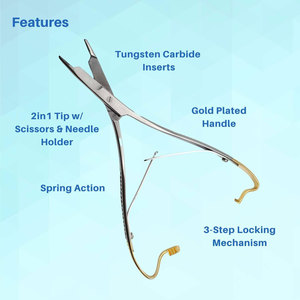 Mathieu Needle Holder Mitten Scissor Clamps Needle <b>Driver</b> with Integrated Scissors Cutting Edges 6.5 Inch Surgical Instruments - Product Image 2