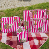Ensemble de sacs fourre-tout tendance en tissu de coton de couleur unie pour le printemps et l'été, avec pochette pour Macbook et sacs pour ordinateur portable à fermeture éclair