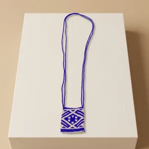 Collier Pendentif Bohème Multicolore en Perles de Verre et Perles de Riz, Motif Géométrique, avec Pochette à Monnaie, pour Filles et Femmes, Cadeau - Product Image 3
